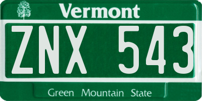 VT license plate ZNX543
