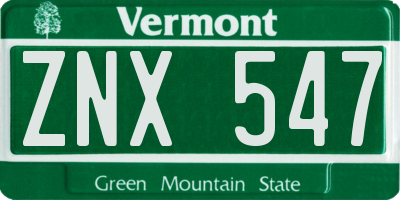 VT license plate ZNX547