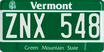 VT license plate ZNX548