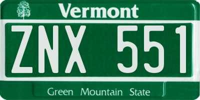 VT license plate ZNX551