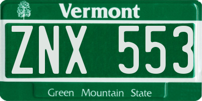 VT license plate ZNX553