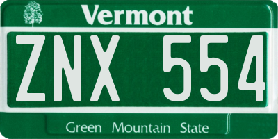 VT license plate ZNX554