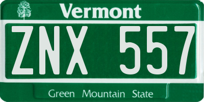 VT license plate ZNX557