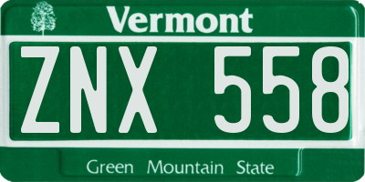 VT license plate ZNX558