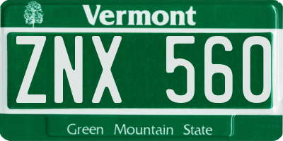 VT license plate ZNX560