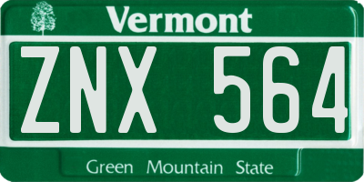 VT license plate ZNX564