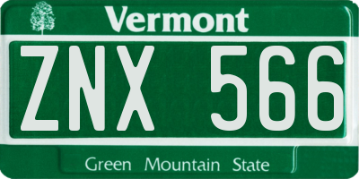 VT license plate ZNX566