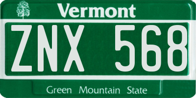 VT license plate ZNX568