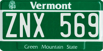 VT license plate ZNX569