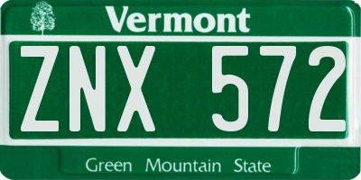 VT license plate ZNX572
