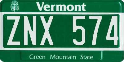 VT license plate ZNX574