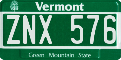 VT license plate ZNX576