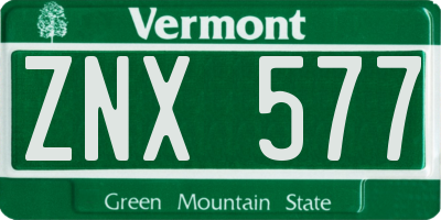 VT license plate ZNX577
