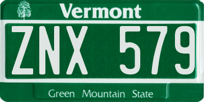 VT license plate ZNX579
