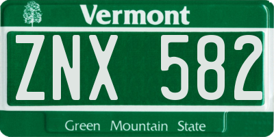 VT license plate ZNX582