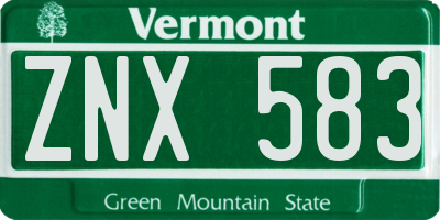 VT license plate ZNX583