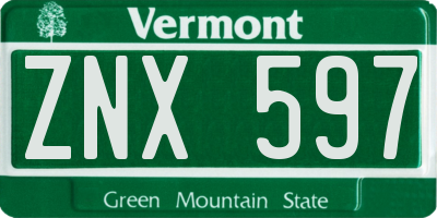 VT license plate ZNX597
