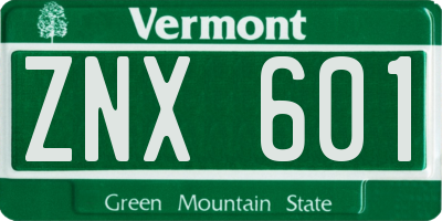 VT license plate ZNX601