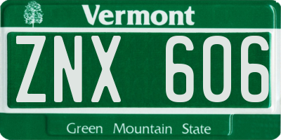 VT license plate ZNX606