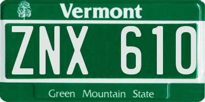 VT license plate ZNX610