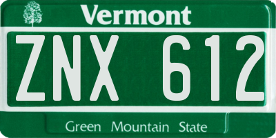 VT license plate ZNX612