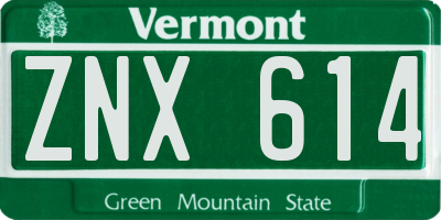 VT license plate ZNX614