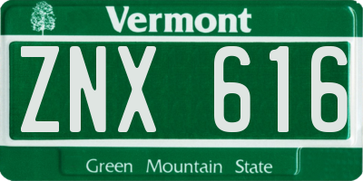 VT license plate ZNX616