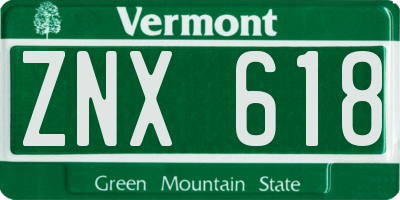 VT license plate ZNX618