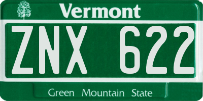VT license plate ZNX622