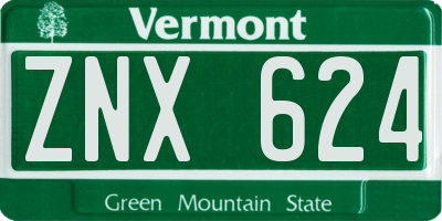 VT license plate ZNX624