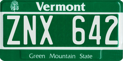 VT license plate ZNX642