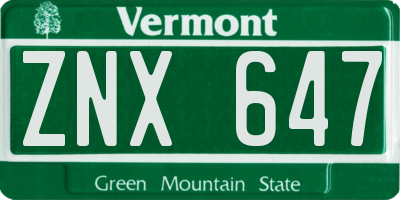 VT license plate ZNX647