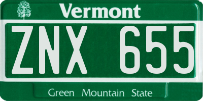 VT license plate ZNX655
