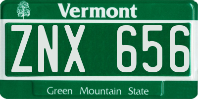 VT license plate ZNX656