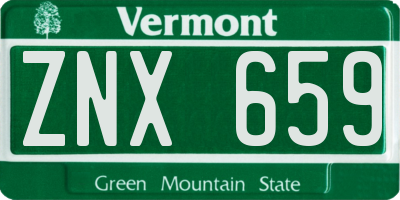 VT license plate ZNX659