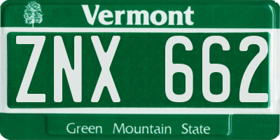 VT license plate ZNX662