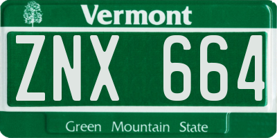 VT license plate ZNX664