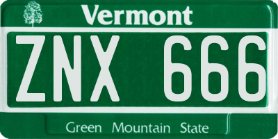 VT license plate ZNX666