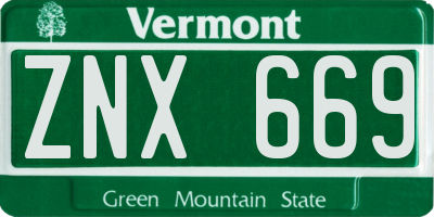 VT license plate ZNX669