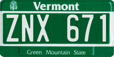 VT license plate ZNX671