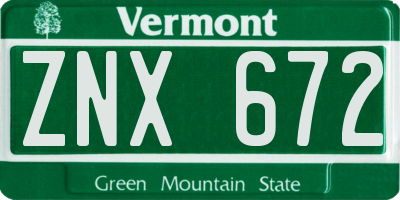 VT license plate ZNX672