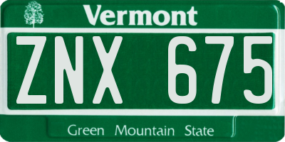 VT license plate ZNX675