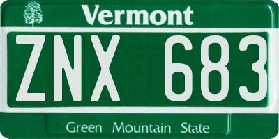 VT license plate ZNX683