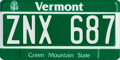 VT license plate ZNX687