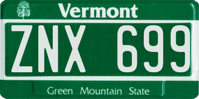 VT license plate ZNX699