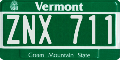 VT license plate ZNX711