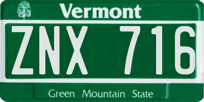 VT license plate ZNX716