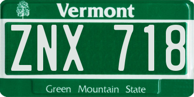 VT license plate ZNX718