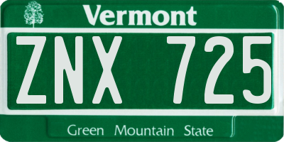 VT license plate ZNX725