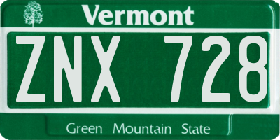 VT license plate ZNX728
